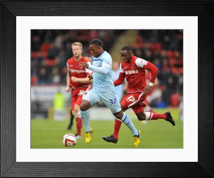 Framed Print : Intense Rivalry: Franck Moussa vs. Moses Odubajo Battle at Brisbane Road - Coventry City vs. Leyton Orient (Npower League One, 2012) Framed Print : Intense Rivalry: Franck Moussa vs. Moses Odubajo Battle at Brisbane Road - Coventry City vs. Leyton Orient (Npower League One, 2012)