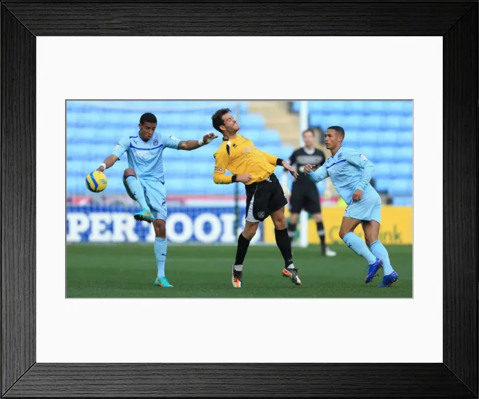 Framed Print : Clash of the Titans: Jordan Clarke vs Chris Dillon - Coventry City vs Arlesey Town FA Cup Match Framed Print : Clash of the Titans: Jordan Clarke vs Chris Dillon - Coventry City vs Arlesey Town FA Cup Match