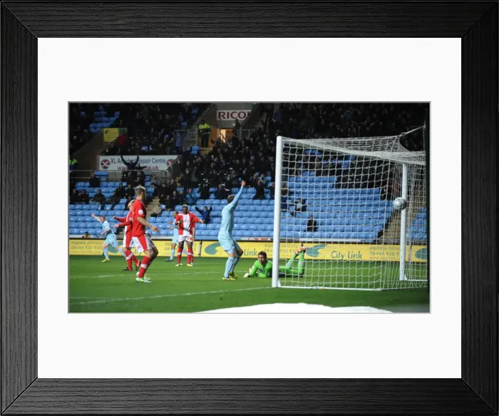 Framed Print : John Fleck's Thrilling First Goal for Coventry City: A Moment to Remember at Ricoh Arena vs. Crawley Town (Nov 6, 2012)