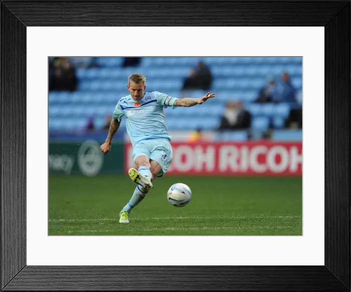 Framed Print : Carl Baker Scores the Opener: Coventry City vs Scunthorpe United, Football League One, Ricoh Arena Framed Print : Carl Baker Scores the Opener: Coventry City vs Scunthorpe United, Football League One, Ricoh Arena