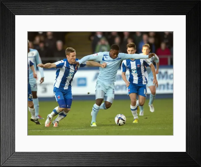 Framed Print : Battle for the Ball: Hartlepool United vs Coventry City, Football League One