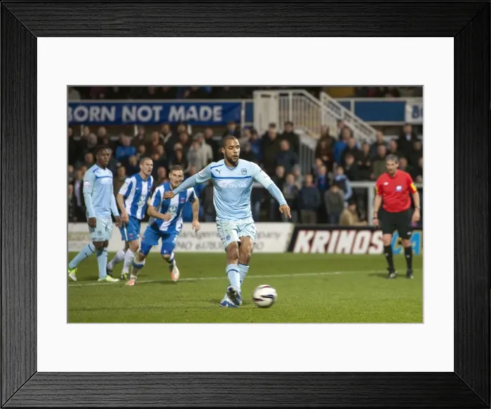 Framed Print : David McGoldrick Scores Coventry City's Second Goal vs Hartlepool United (17-11-2012)