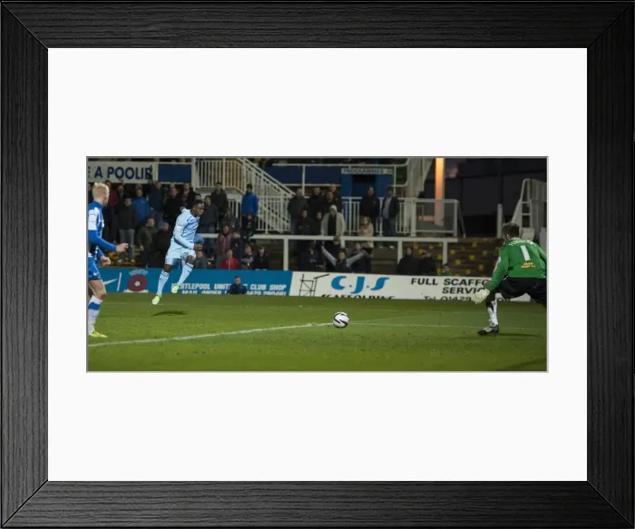 Framed Print : Franck Moussa Scores Coventry City's Fourth Goal vs Hartlepool United (Npower League One, 17-11-2012) Framed Print : Franck Moussa Scores Coventry City's Fourth Goal vs Hartlepool United (Npower League One, 17-11-2012)
