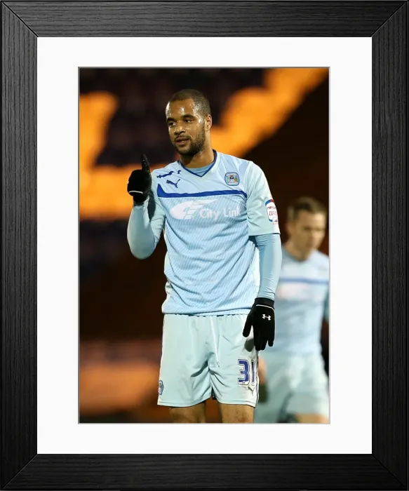 Framed Print : Coventry City's David McGoldrick Celebrates Thumbs-Up Goal vs. Colchester United (Npower League One, 20-11-2012)