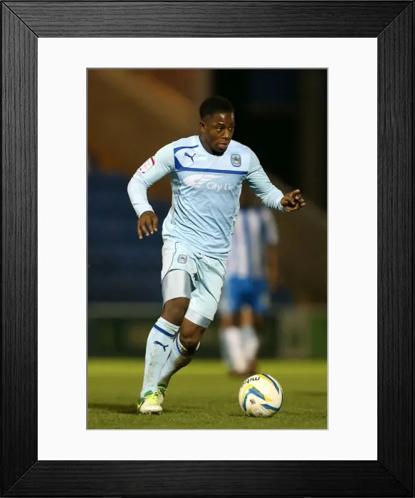 Framed Print : Franck Moussa Scores for Coventry City against Colchester United in Npower League One Match (November 2012) Framed Print : Franck Moussa Scores for Coventry City against Colchester United in Npower League One Match (November 2012)