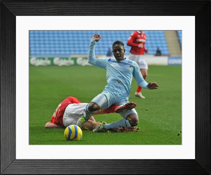 Framed Print : FA Cup: Tackle Clash between Moussa and Drummond - Coventry City vs Morecambe Framed Print : FA Cup: Tackle Clash between Moussa and Drummond - Coventry City vs Morecambe