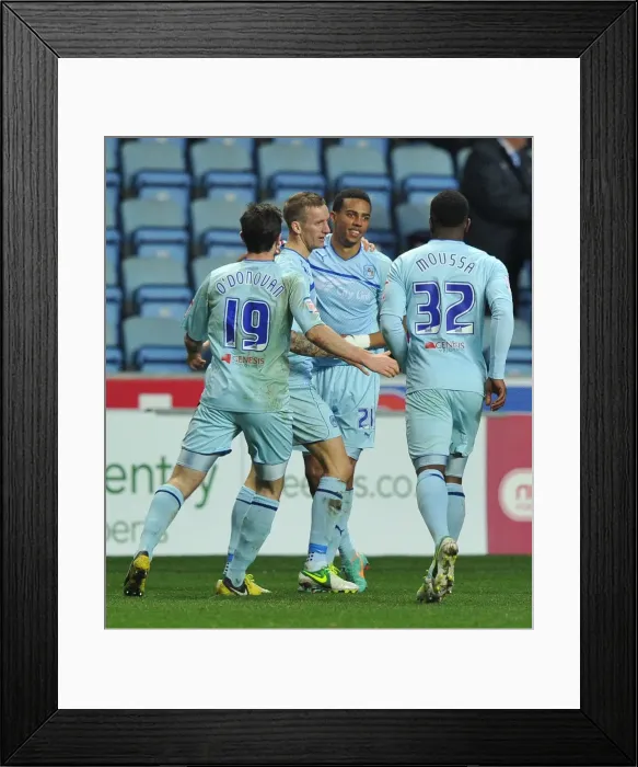 Framed Print : Carl Baker's FA Cup Goal Celebration vs Morecambe (December 2012, Coventry City) Framed Print : Carl Baker's FA Cup Goal Celebration vs Morecambe (December 2012, Coventry City)