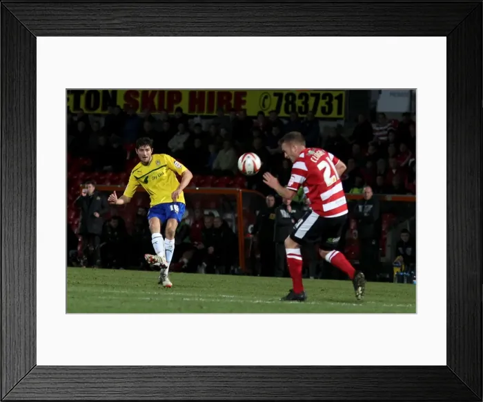 Framed Print : Adam Barton Scores Coventry City's Fourth Goal in Npower League One Match vs Doncaster Rovers at Keepmoat Stadium
