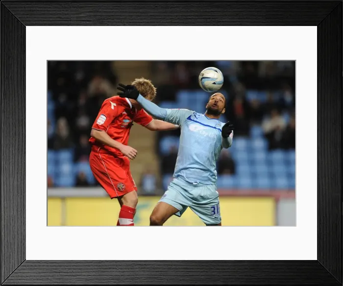 Framed Print : Battle for the Ball: Coventry City vs. Walsall in npower Football League One Framed Print : Battle for the Ball: Coventry City vs. Walsall in npower Football League One