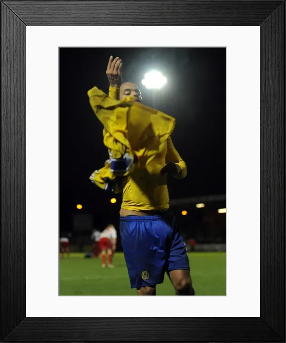 Framed Print : David McGoldrick's Euphoric Moment: Throwing Shirt to Coventry City Fans at Lamex Stadium Framed Print : David McGoldrick's Euphoric Moment: Throwing Shirt to Coventry City Fans at Lamex Stadium