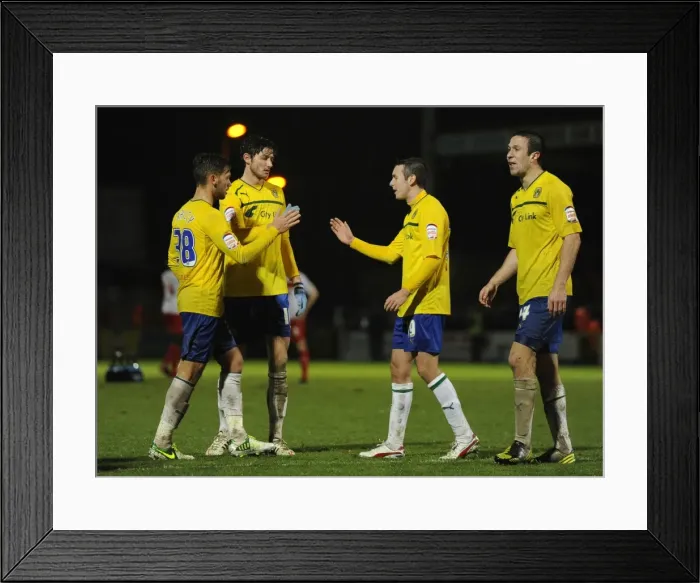 Framed Print : Coventry City FC: Celebrating Victory at Lamex Stadium - Bailey, Barton, O'Donovan, and Wood Framed Print : Coventry City FC: Celebrating Victory at Lamex Stadium - Bailey, Barton, O'Donovan, and Wood