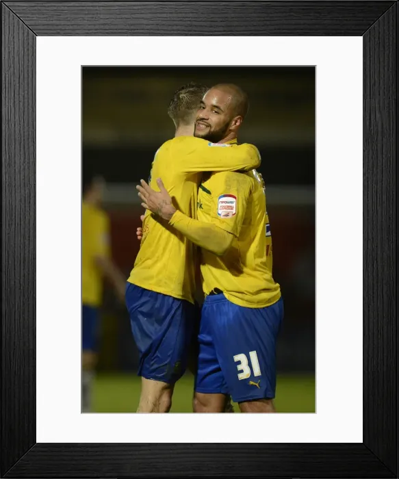 Framed Print : Coventry City FC: McGoldrick and Baker Celebrate Victory After Npower League One Match vs. Stevenage Framed Print : Coventry City FC: McGoldrick and Baker Celebrate Victory After Npower League One Match vs. Stevenage