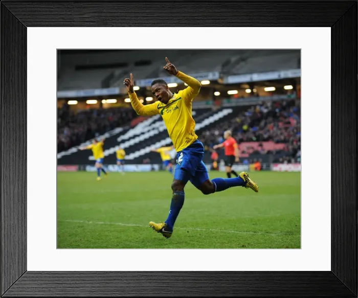 Framed Print : Franck Moussa Scores First Goal for Coventry City in Npower League One Match against Milton Keynes Dons Framed Print : Franck Moussa Scores First Goal for Coventry City in Npower League One Match against Milton Keynes Dons