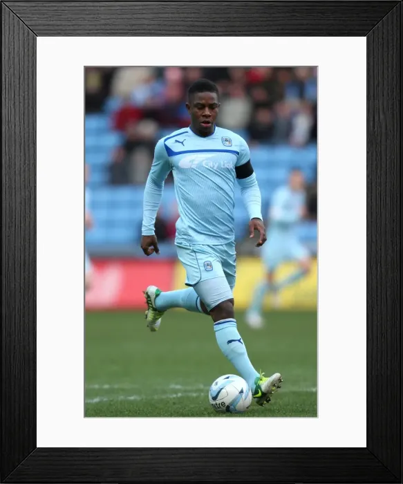 Framed Print : Frank Moussa Scores for Coventry City Against Shrewsbury Town in Npower League One at Ricoh Arena (01-01-2013)