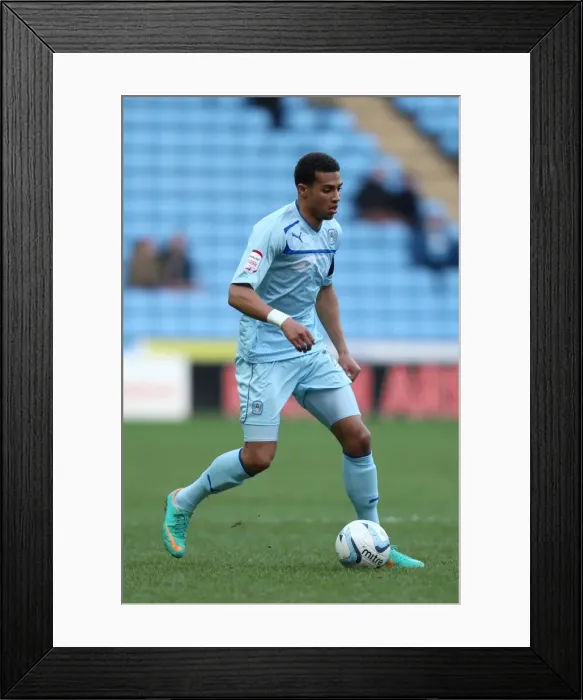 Framed Print : Cyrus Christie in Action: Coventry City vs Shrewsbury Town (Npower League One, 01-01-2013) - Ricoh Arena