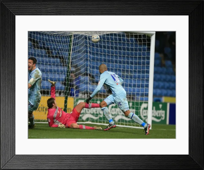 Framed Print : Leon Clarke Scores the Third Goal: Coventry City's Victory in Johnstones Paint Trophy Northern Semi-Final vs Preston North End (10-11-2013) Framed Print : Leon Clarke Scores the Third Goal: Coventry City's Victory in Johnstones Paint Trophy Northern Semi-Final vs Preston North End (10-11-2013)