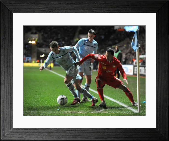 Framed Print : Gary McSheffrey vs Byron Moore: Coventry City vs Crewe Alexandra Johnstones Paint Trophy Final Showdown Framed Print : Gary McSheffrey vs Byron Moore: Coventry City vs Crewe Alexandra Johnstones Paint Trophy Final Showdown