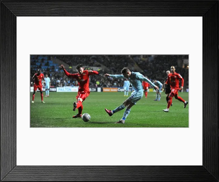 Framed Print : Intense Rivalry: McSheffrey vs Tootle - Coventry City vs Crewe Alexandra in the Johnstone's Paint Trophy Northern Final Framed Print : Intense Rivalry: McSheffrey vs Tootle - Coventry City vs Crewe Alexandra in the Johnstone's Paint Trophy Northern Final