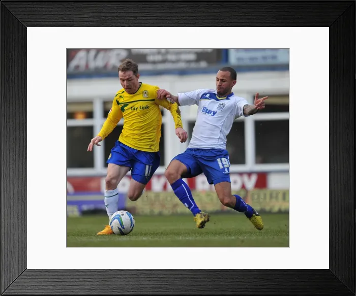 Framed Print : Intense Rivalry: McSheffrey vs. Reagan - Coventry City vs. Bury's Npower League One Battle (16-02-2013) Framed Print : Intense Rivalry: McSheffrey vs. Reagan - Coventry City vs. Bury's Npower League One Battle (16-02-2013)
