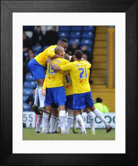 Framed Print : Coventry City's Euphoric Moment: Celebrating the Second Goal Against Bury in Npower League One (February 16, 2013 - Gigg Lane) Framed Print : Coventry City's Euphoric Moment: Celebrating the Second Goal Against Bury in Npower League One (February 16, 2013 - Gigg Lane)