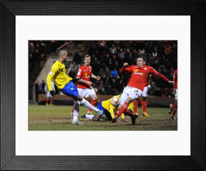 Framed Print : Leon Clarke's Determined Shot: Coventry City's Johnstone's Paint Trophy Final Bid at Alexandra Stadium (February 2013) Framed Print : Leon Clarke's Determined Shot: Coventry City's Johnstone's Paint Trophy Final Bid at Alexandra Stadium (February 2013)