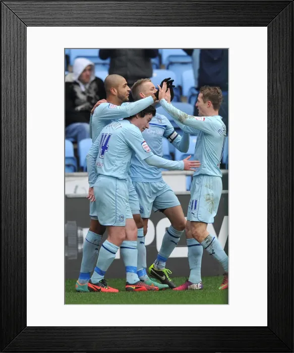 Framed Print : Leon Clarke Scores First Goal for Coventry City Against Crewe Alexandra at Ricoh Arena Framed Print : Leon Clarke Scores First Goal for Coventry City Against Crewe Alexandra at Ricoh Arena