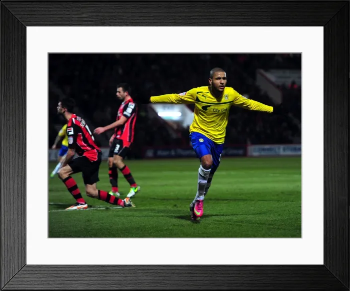 Framed Print : Leon Clarke's Thrilling Goal: Coventry City Upsets AFC Bournemouth in Football League One Framed Print : Leon Clarke's Thrilling Goal: Coventry City Upsets AFC Bournemouth in Football League One