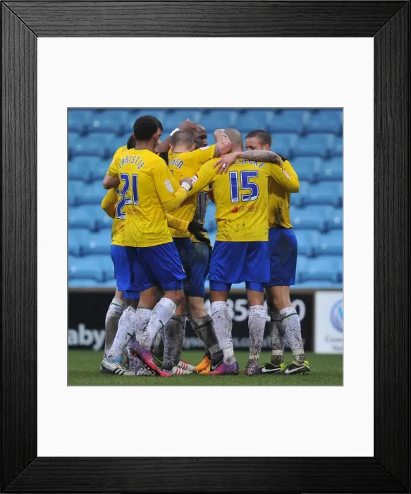 Framed Print : Leon Clarke Scores the Winning Goal: Coventry City's Triumph at Glanford Park (Scunthorpe United vs Coventry City, Football League One) Framed Print : Leon Clarke Scores the Winning Goal: Coventry City's Triumph at Glanford Park (Scunthorpe United vs Coventry City, Football League One)