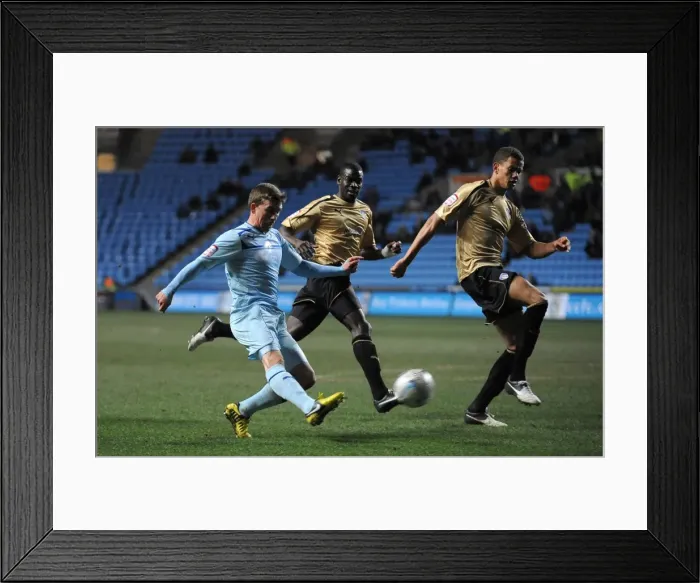 Framed Print : Cody McDonald's Strike at Ricoh Arena: Coventry City vs Colchester United (Npower League One)