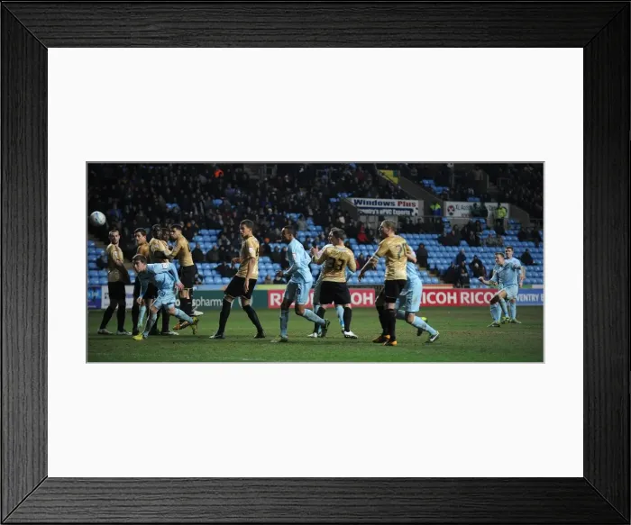 Framed Print : Carl Baker's Equalizer: Coventry City vs Colchester United, Npower League One, Ricoh Arena