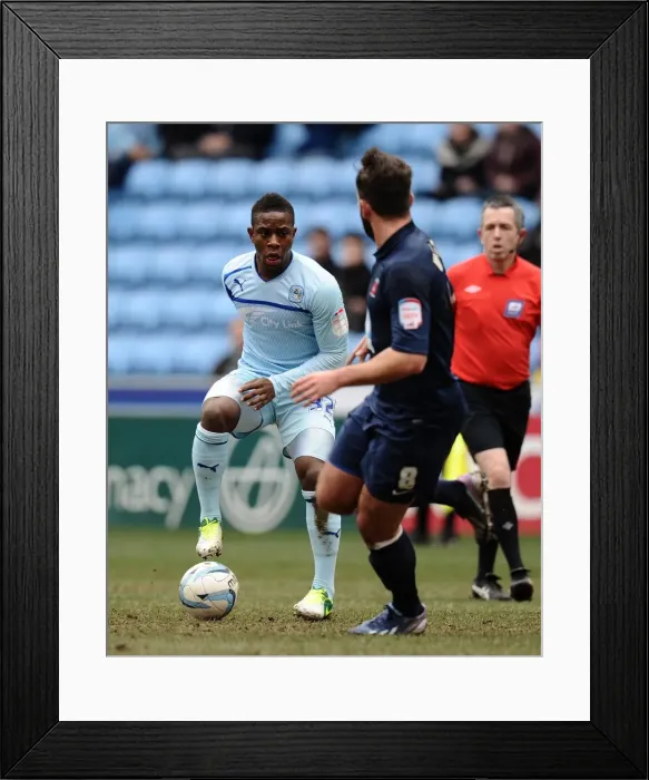 Framed Print : Moussa vs Walton: Coventry City vs Hartlepool United Clash at Ricoh Arena, Npower League One