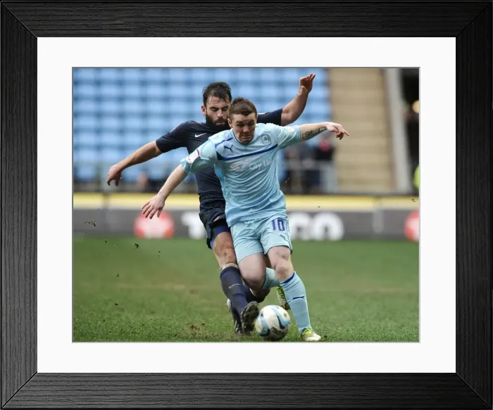 Framed Print : Intense Rivalry: John Fleck vs. Simon Walton's Hard-Fought Tackle in Coventry City vs. Hartlepool United Npower League One Clash Framed Print : Intense Rivalry: John Fleck vs. Simon Walton's Hard-Fought Tackle in Coventry City vs. Hartlepool United Npower League One Clash