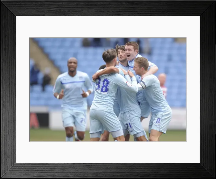 Framed Print : Thrilling Goal Celebration: Coventry City's Cyrus Christie Scores Against Doncaster Rovers, Npower League One (March 29, 2013)