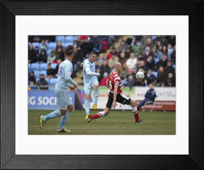 Framed Print : Tense Shootout: Callum Ball Faces Off Against Rob Jones at Coventry City vs Doncaster Rovers (Npower League One, Ricoh Arena) Framed Print : Tense Shootout: Callum Ball Faces Off Against Rob Jones at Coventry City vs Doncaster Rovers (Npower League One, Ricoh Arena)