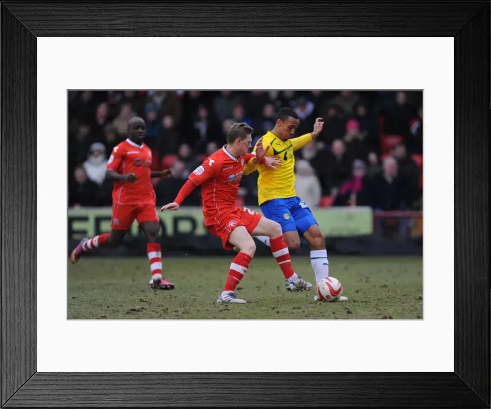 Framed Print : Battling for Possession: Downing vs. Wilson, Walsall vs. Coventry City Football Match Framed Print : Battling for Possession: Downing vs. Wilson, Walsall vs. Coventry City Football Match