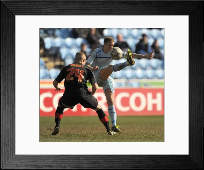 Framed Print : Intense Rivalry: Baker vs. Bidwell in Coventry City vs. Brentford Football Match Framed Print : Intense Rivalry: Baker vs. Bidwell in Coventry City vs. Brentford Football Match