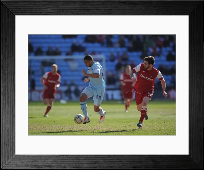 Framed Print : Clash of the Midfield Maestros: Wilson vs Vincelot (Coventry City vs Leyton Orient, Football League One, Ricoh Arena)