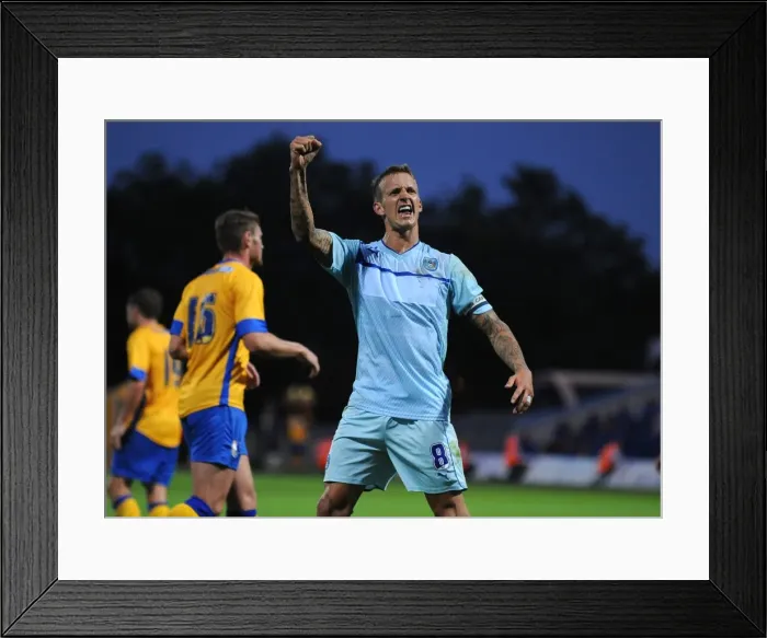 Framed Print : Carl Baker's Penalty Win: Coventry City's Triumph Over Mansfield Town (July 2013)