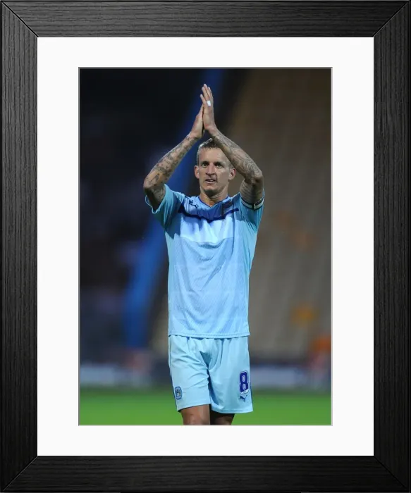 Framed Print : Carl Baker's Appreciation: Coventry City Players and Fans Celebrate after Mansfield Town Friendly Framed Print : Carl Baker's Appreciation: Coventry City Players and Fans Celebrate after Mansfield Town Friendly