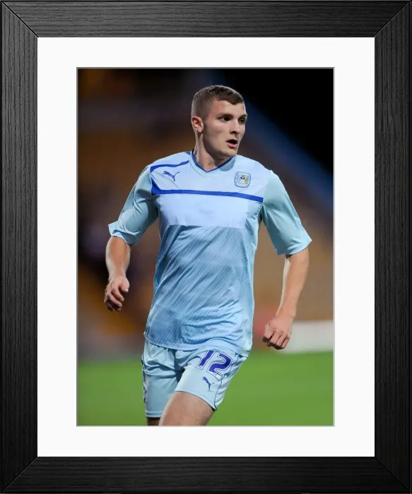 Framed Print : Ben Maund Scores for Coventry City Against Mansfield Town at Field Mill (July 2013)