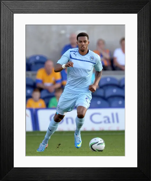 Framed Print : Cyrus Christie in Action: Coventry City's Star Performer at Mansfield Town Friendly (July 2013)