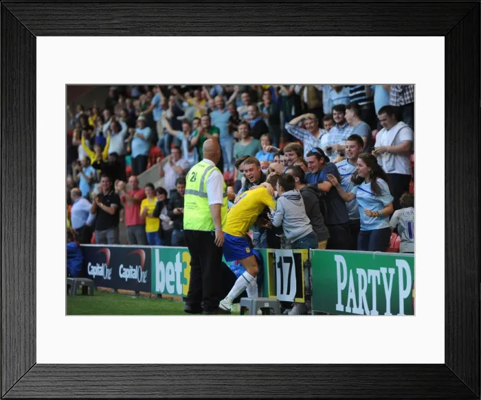 Framed Print : Coventry City's Carl Baker Scores First Goal in Capital One Cup Upset Against Leyton Orient (August 6, 2013) Framed Print : Coventry City's Carl Baker Scores First Goal in Capital One Cup Upset Against Leyton Orient (August 6, 2013)