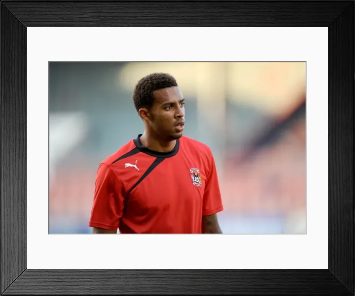 Framed Print : Coventry City vs Leyton Orient: Cyrus Christie in Action - Capital One Cup First Round Showdown at Matchroom Stadium Framed Print : Coventry City vs Leyton Orient: Cyrus Christie in Action - Capital One Cup First Round Showdown at Matchroom Stadium