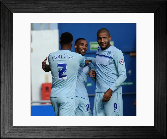 Framed Print : Callum Wilson Scores His Second Goal: Coventry City's Victory Moment vs Colchester United (Sky Bet Football League One, 2013)