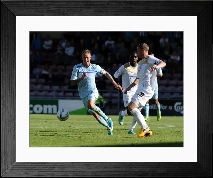 Framed Print : Coventry City vs Colchester United: A Football Rivalry - Carl Baker vs Brian Wilson (Sky Bet League One, September 8, 2013, Sixfields Stadium) Framed Print : Coventry City vs Colchester United: A Football Rivalry - Carl Baker vs Brian Wilson (Sky Bet League One, September 8, 2013, Sixfields Stadium)