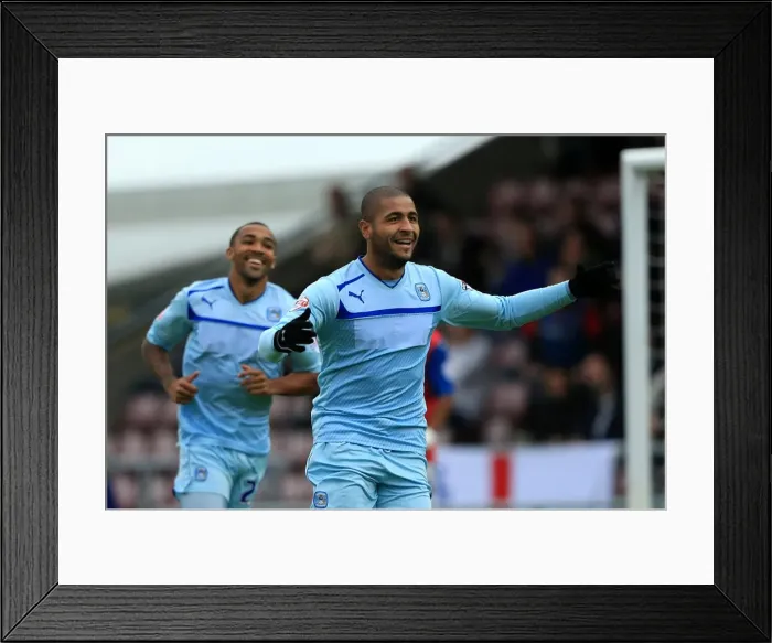 Framed Print : Leon Clarke Scores First Goal for Coventry City in Sky Bet League 1 Clash Against Gillingham Framed Print : Leon Clarke Scores First Goal for Coventry City in Sky Bet League 1 Clash Against Gillingham