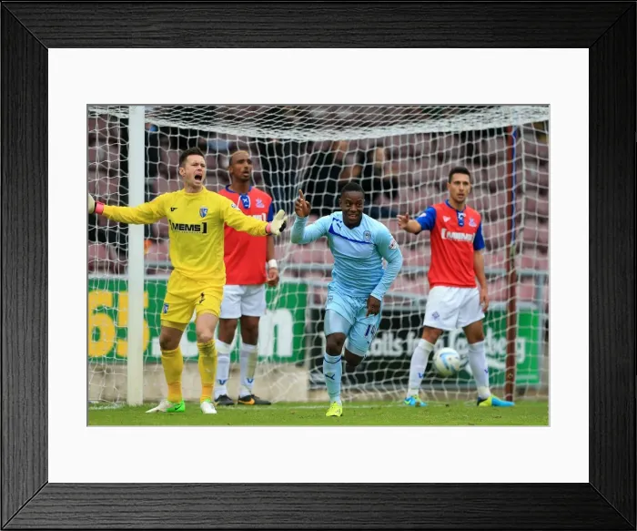 Framed Print : Franck Moussa Scores Coventry City's Second Goal Against Gillingham in Sky Bet League 1 (September 15, 2013) Framed Print : Franck Moussa Scores Coventry City's Second Goal Against Gillingham in Sky Bet League 1 (September 15, 2013)