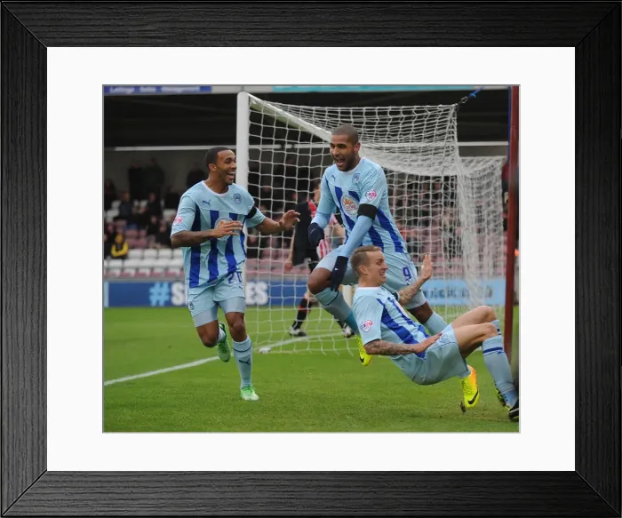 Framed Print : Leon Clarke Scores Opening Goal: Coventry City vs. Sheffield United (Sky Bet League One) Framed Print : Leon Clarke Scores Opening Goal: Coventry City vs. Sheffield United (Sky Bet League One)