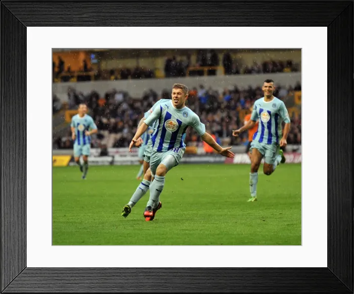 Framed Print : Aaron Phillips's Equalizing Goal Celebration: Coventry City vs. Wolverhampton Wanderers (Sky Bet League 1) Framed Print : Aaron Phillips's Equalizing Goal Celebration: Coventry City vs. Wolverhampton Wanderers (Sky Bet League 1)