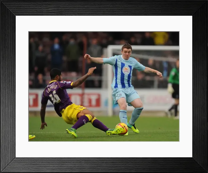 Framed Print : Intense Rivalry: John Fleck vs Joss Labadie - Coventry City vs Notts County Tackle in Sky Bet League One Framed Print : Intense Rivalry: John Fleck vs Joss Labadie - Coventry City vs Notts County Tackle in Sky Bet League One